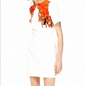 Tibi white coral short sleeve dress Size 8